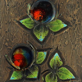 Dagny Petrusson (1950s) Wall Plaque with Snail and Rose Hips Decor 25 cm