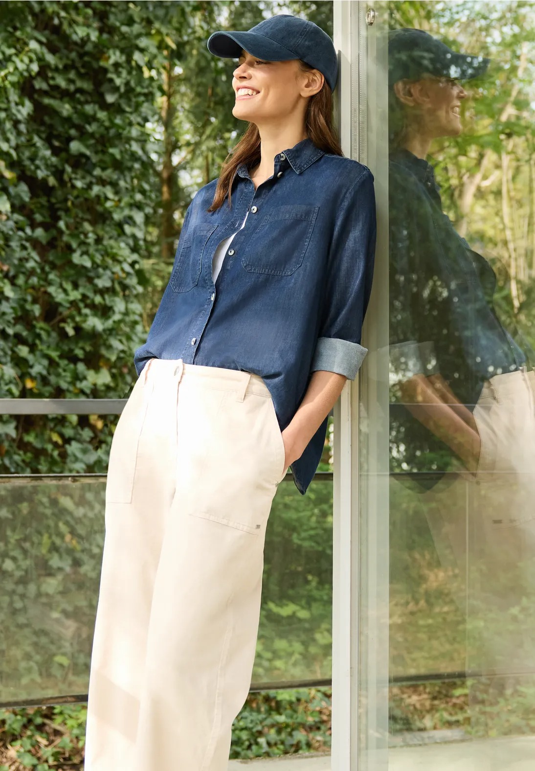 Denim Cotton Look Blouse - Cecil