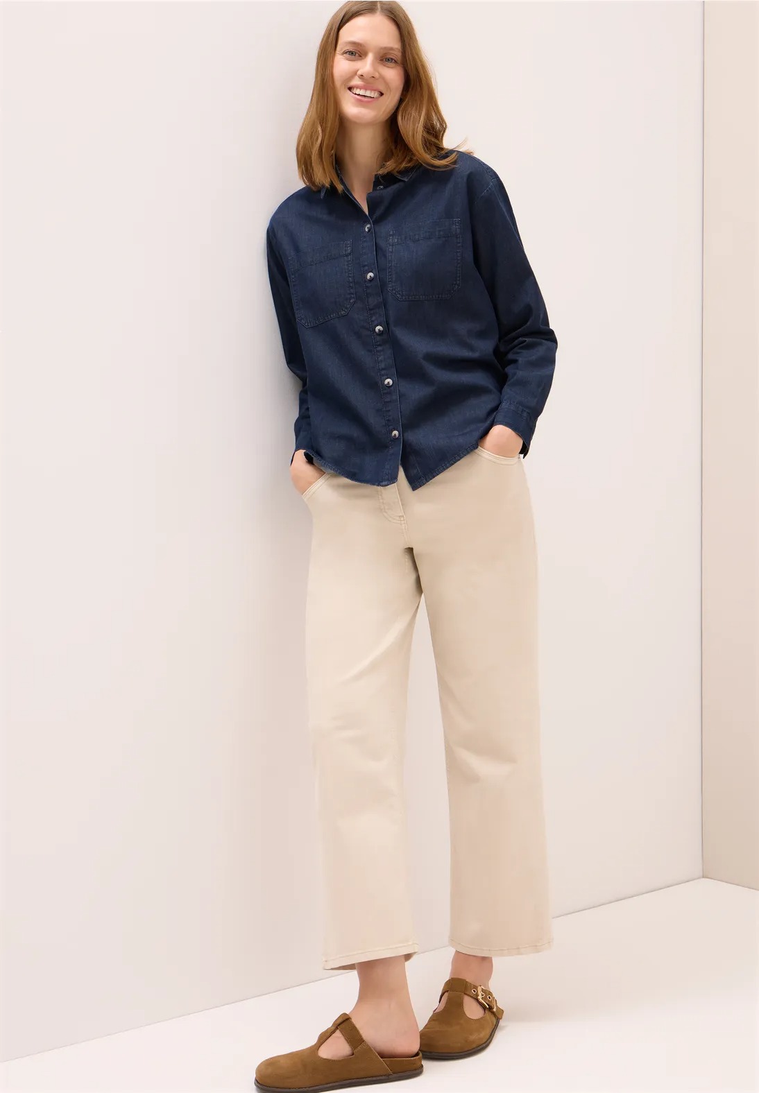 Denim Cotton Look Blouse - Cecil - 3