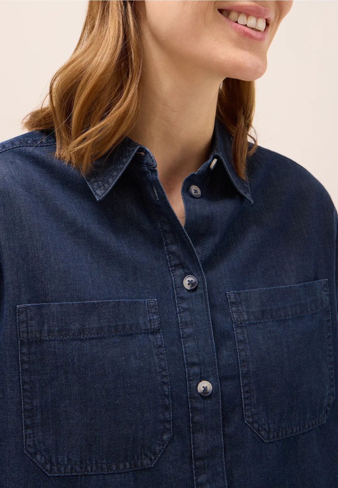 Denim Cotton Look Blouse - Cecil - 7