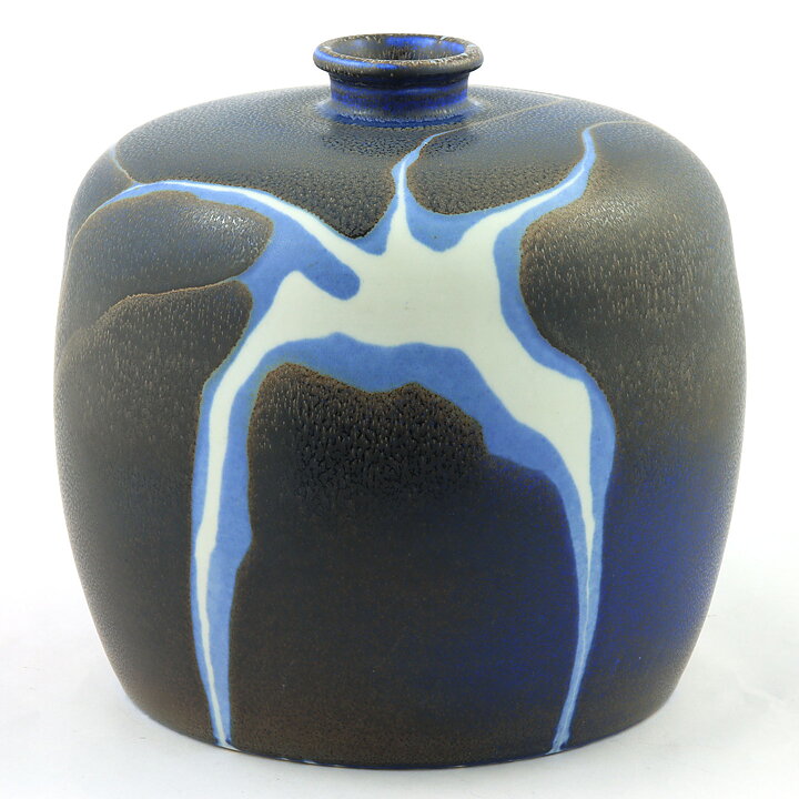 Claes Thell (1987) Majestic Unique Vase with Brown/Blue/White Haresfur Glaze 20 cm