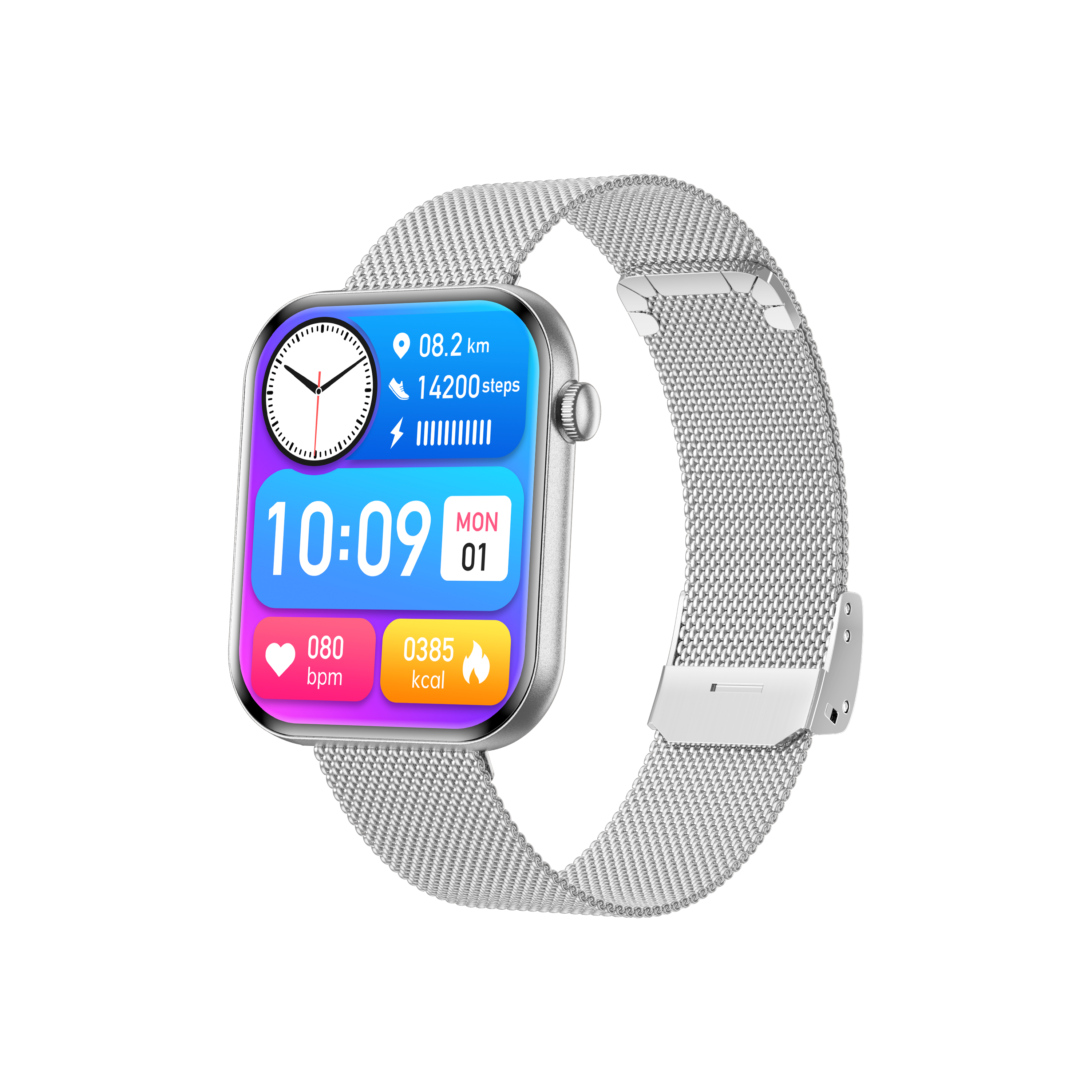 Philippe Palmer Smart Watch LP71 Ultra Thin AMOLED Silver Mesh