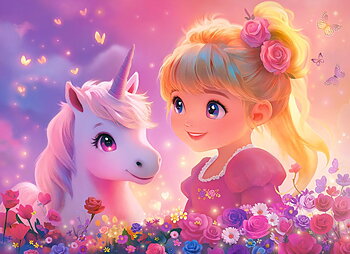 Princess with Unicorn, puslespil med 100 brikker (B-111299)