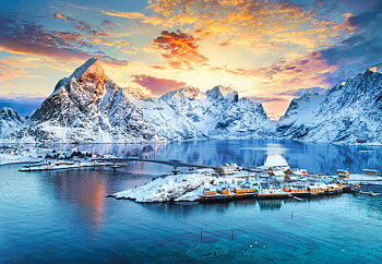 Sunrise on Sakrisoy, Lofoten, puslespil med 1000 brikker (C-105366-2)