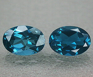 Gemas de topacio azul Londres natural de corte ovalado calibrado de 7 x 5 mm a juego de 1,90 ct