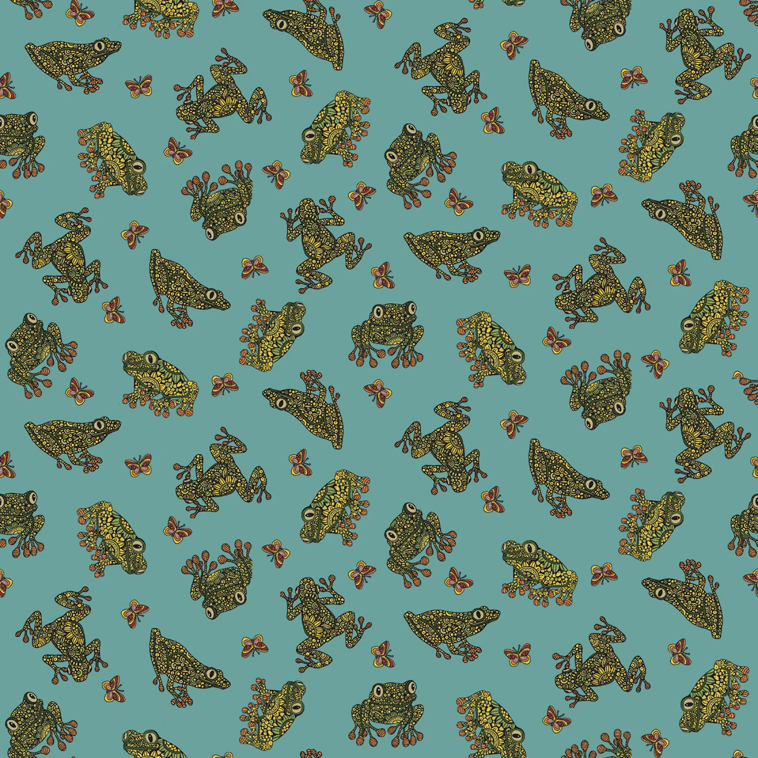 Tyg - Frog Wonders Medium Teal - Small Wonders