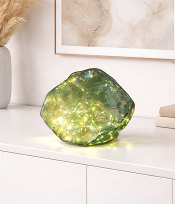 Sten i grönt glas LED- belysning och timer