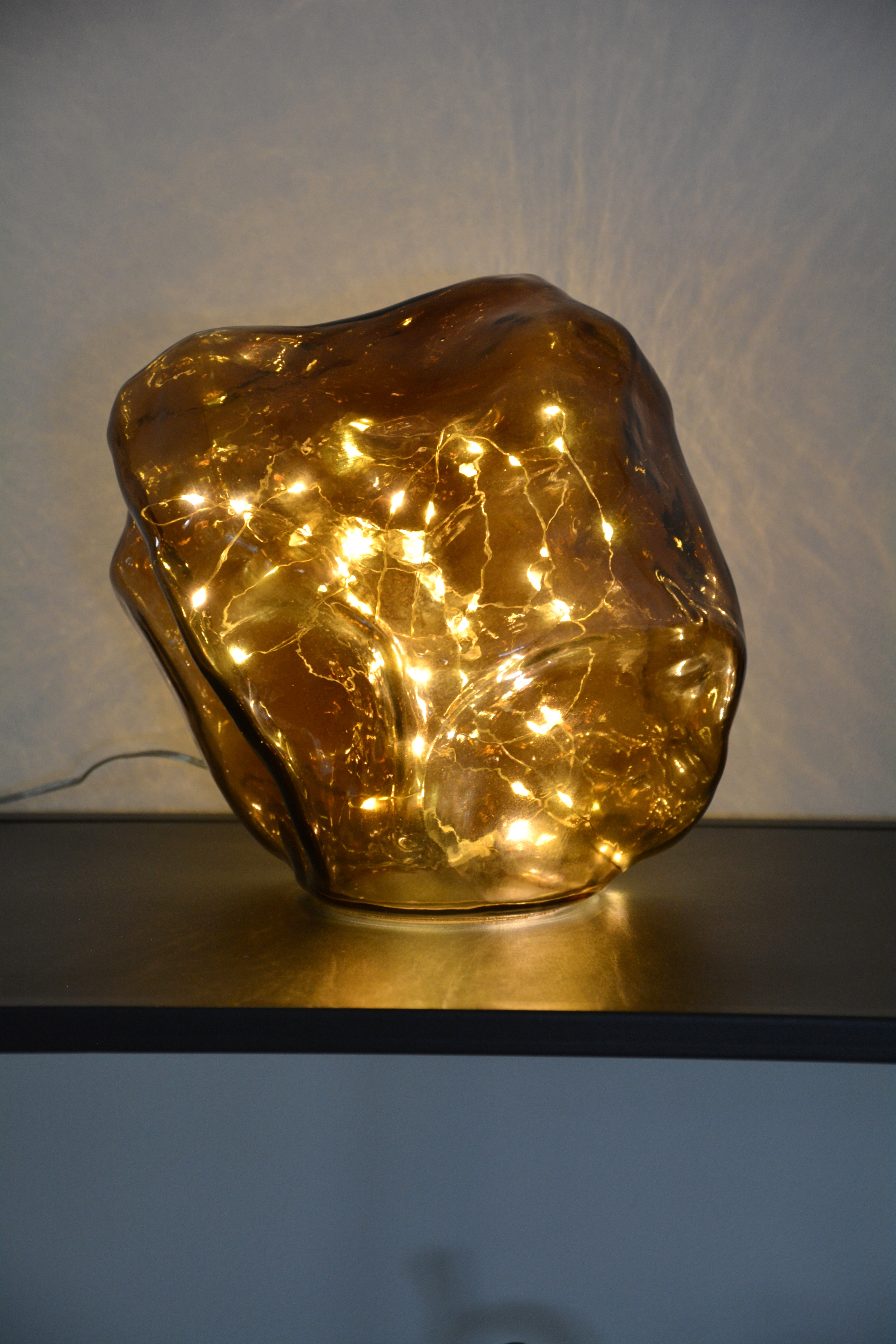Sten i brunt glas LED- belysning och timer