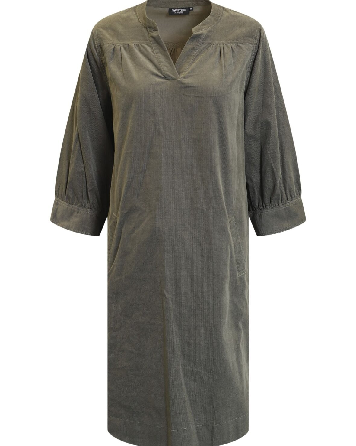 3/4 Sleeve Dress - Khaki -  Signature