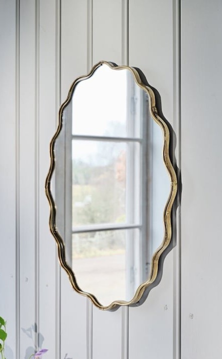 Spegel - Väggspegel - Antik Mässing - 68x55 cm - 2