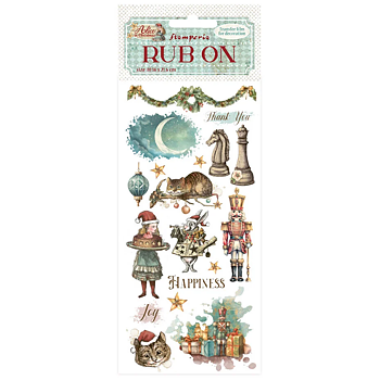 Stamperia Alice in Christmas Rub-on 4x8,5 Inch Happiness