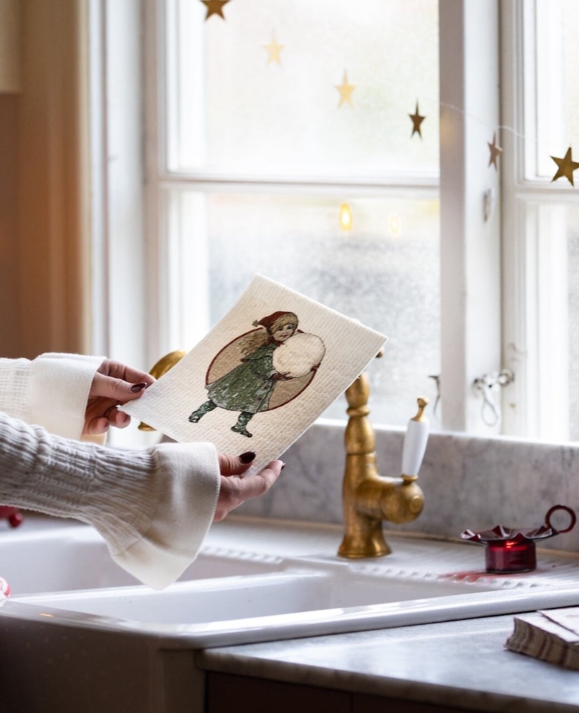 Dishcloth Christmas motif Snowball 17 x 20 cm
