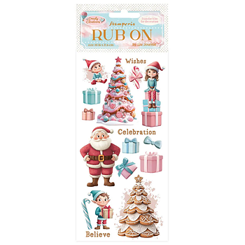 Candy Christmas Rub-on 4x8,5 Inch Santa Claus 