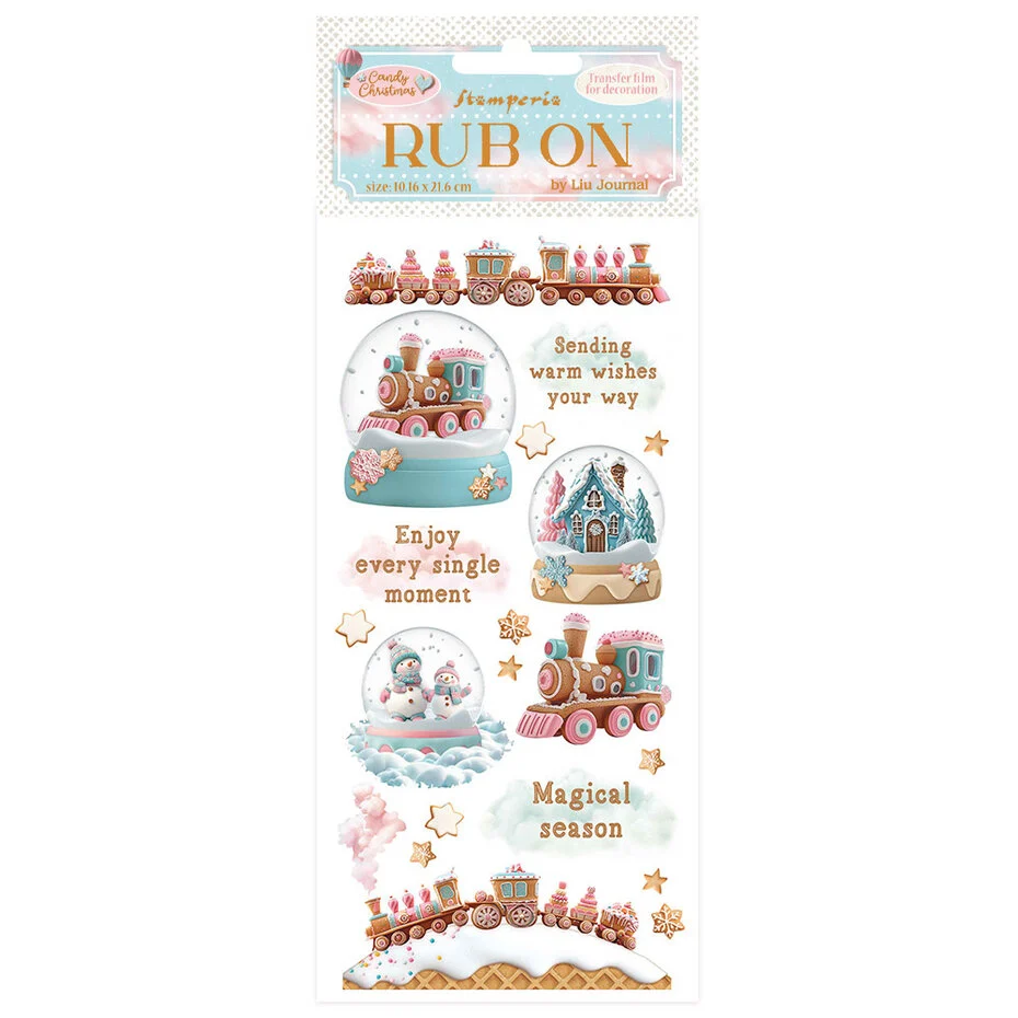 Candy Christmas Rub-on 4x8,5 Inch Snowglobes
