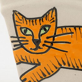 Fifalla Luna Langelund (1980s) Orange Cat Wall Container 16 cm