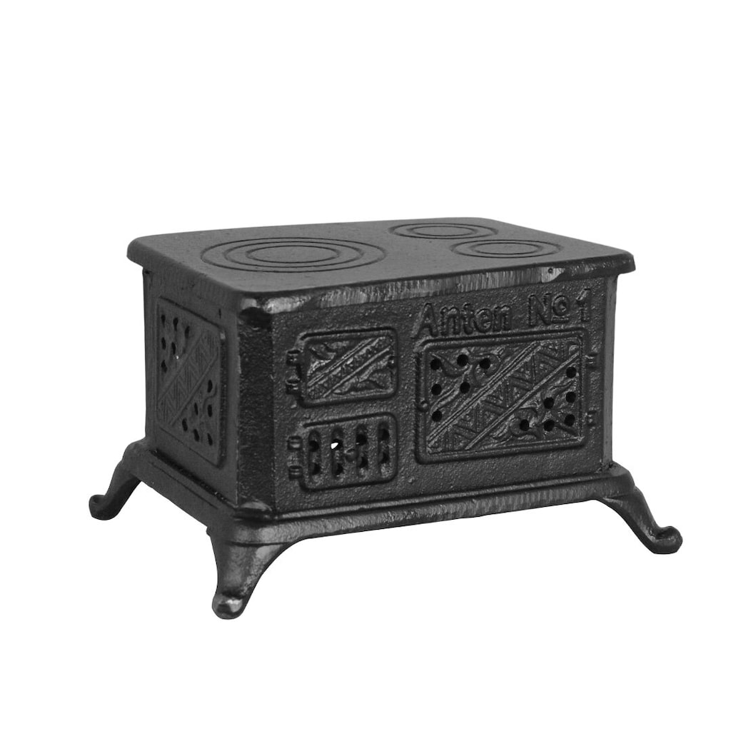 Small Kitchen Stove/Candle Holder for Tealights Black Cast Iron - 2