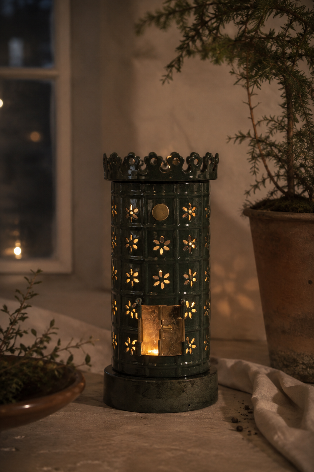 Tealight holder - Lantern - Candlestick - Tiled stove Green