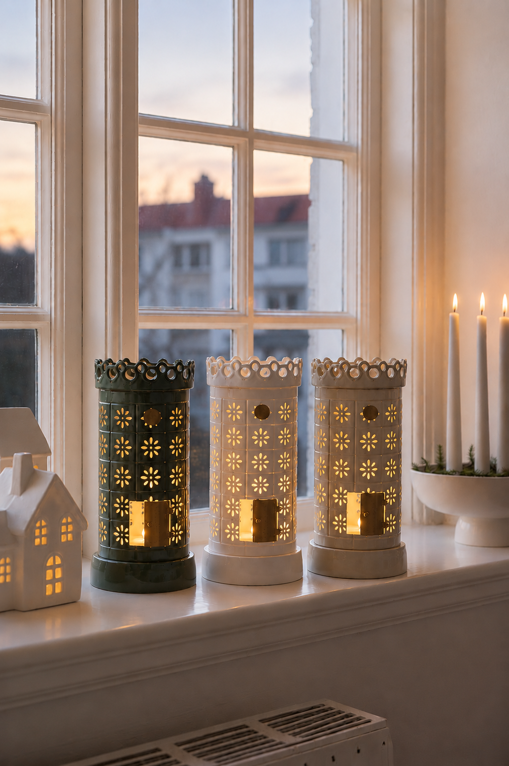 Tealight holder - Lantern - Candlestick - Tiled stove White - 15