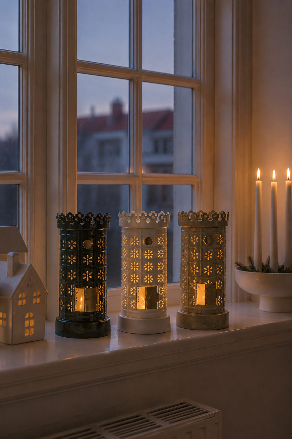 Tealight holder - Lantern - Candlestick - Tiled stove White - 13