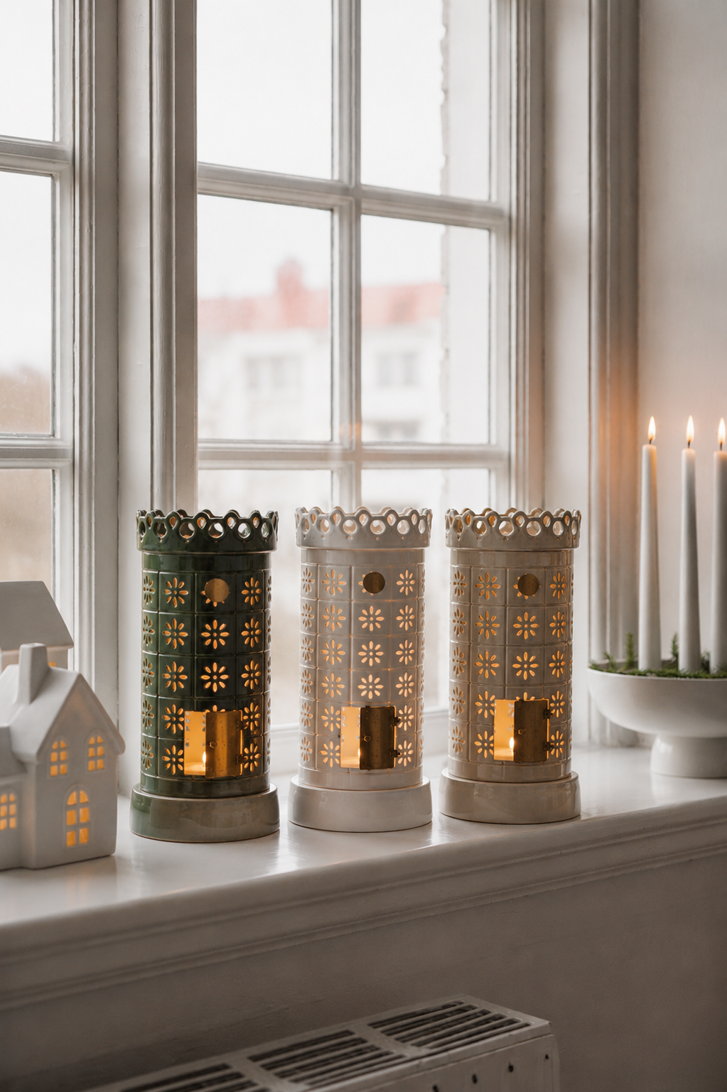 Tealight holder - Lantern - Candlestick - Tiled stove White - 11