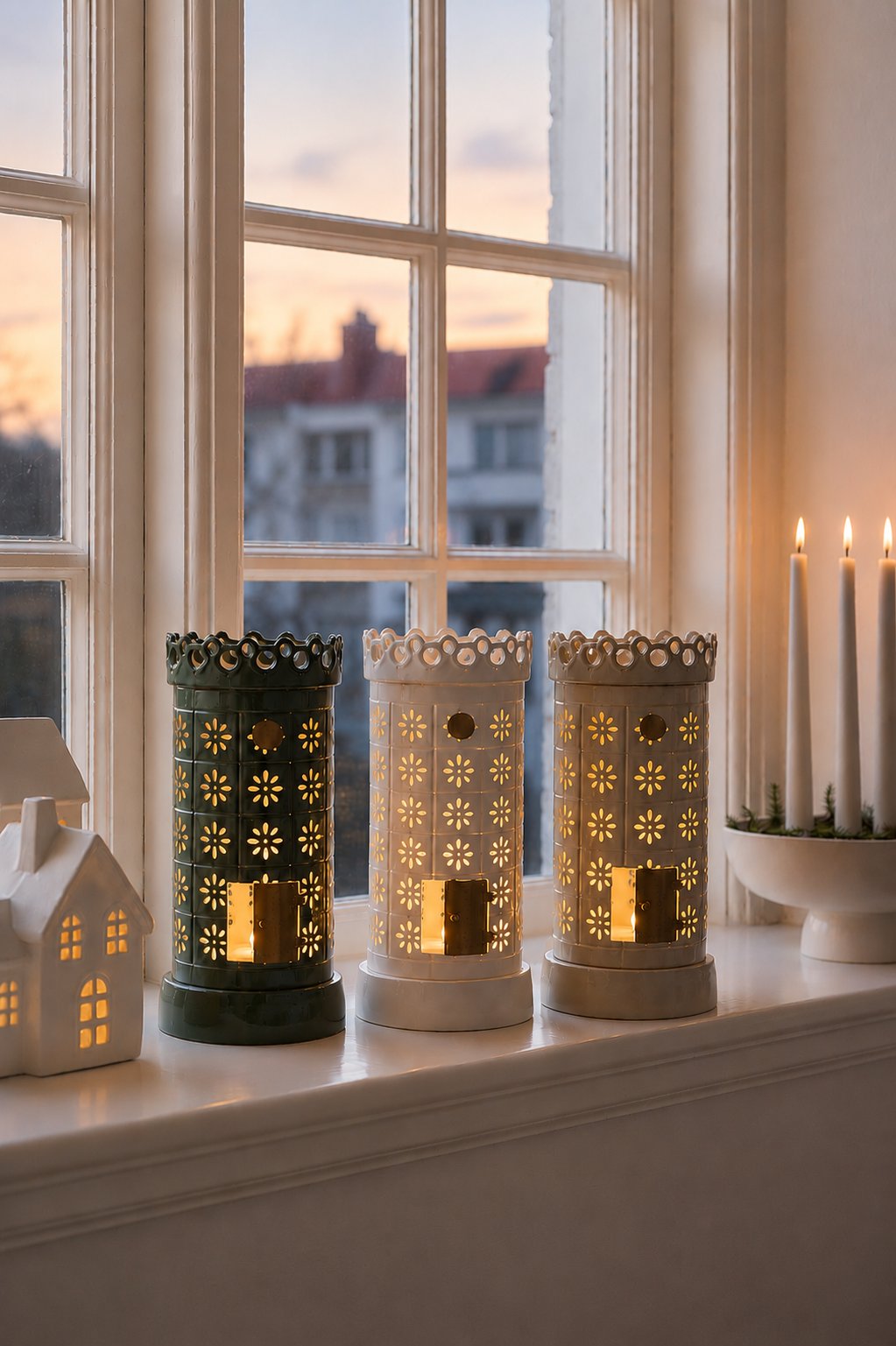 Tealight holder - Lantern - Candlestick - Tiled stove White - 16