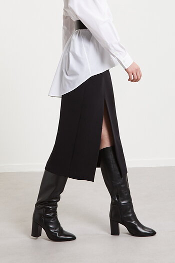OttodÁme - Midi Skirt With Slit Black