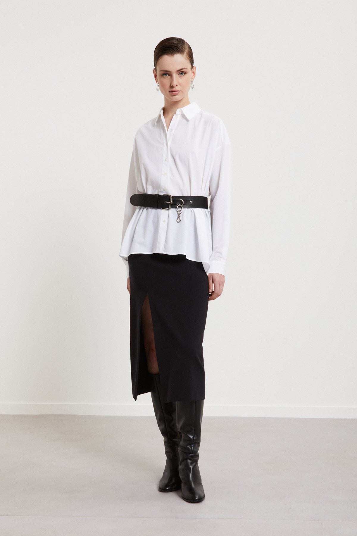 OttodÁme - Midi Skirt With Slit Black - 5