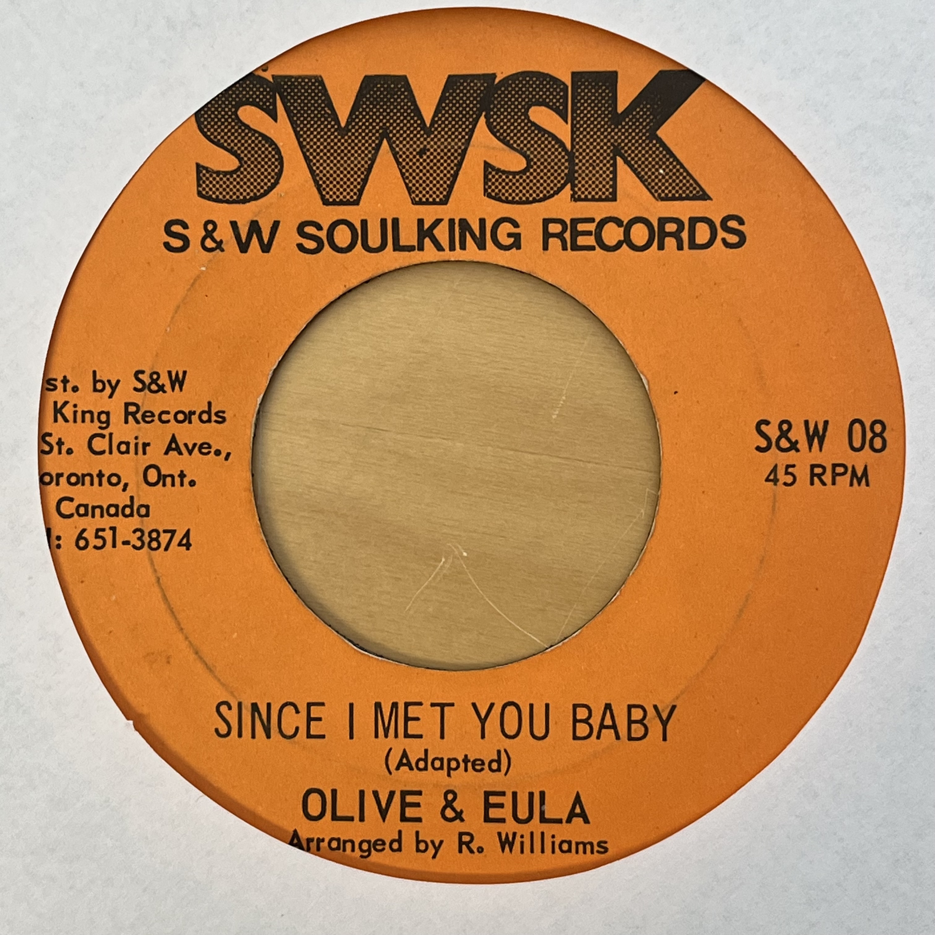 Olive & Eula/Ron Williams ‎– Since I Met You Baby