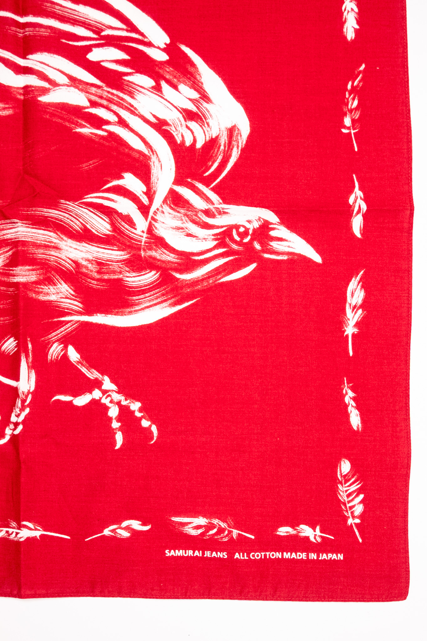 Samurai Jeans - Yatagarasu Crow Pattern Bandana Red - 3