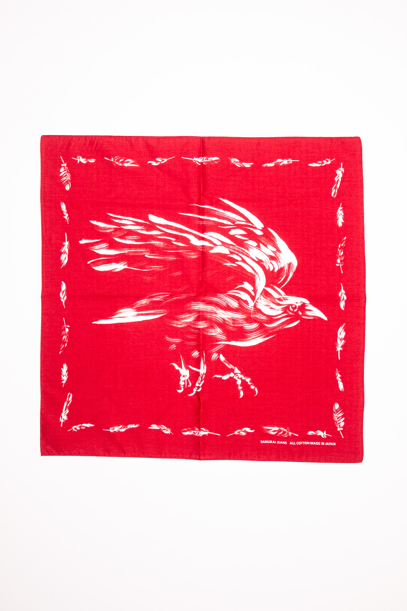 Samurai Jeans - Yatagarasu Crow Pattern Bandana Red - 2