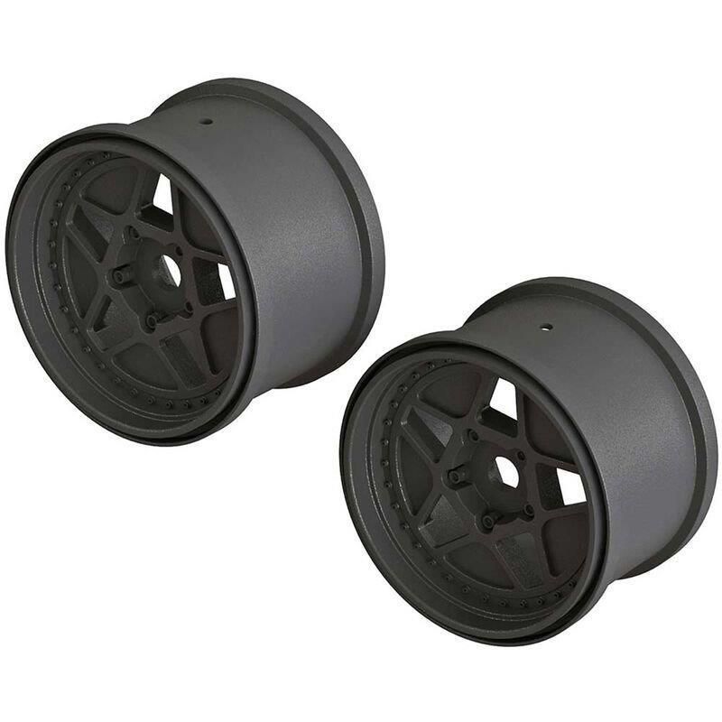 ARRMA 1/10 MT Front/Rear 3.8 Wheels, 17mm Hex, Black (2)