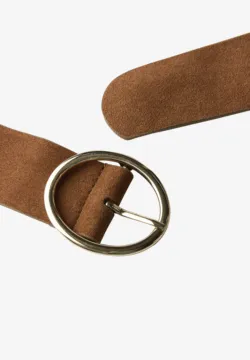 Läderbälte med metallspänne Cognac