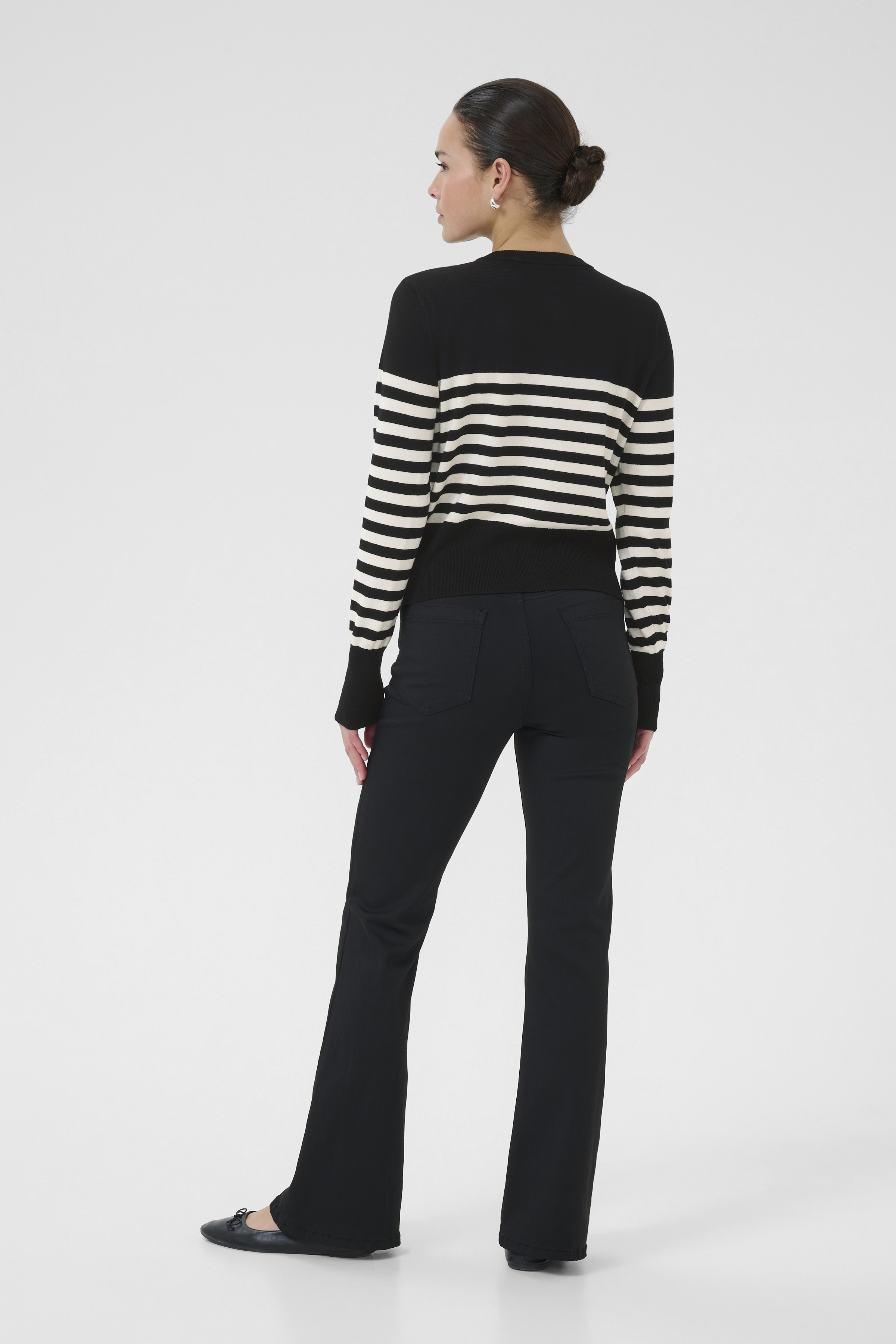 KAlizza Cardigan Black/Turtledove Randig kort kofta