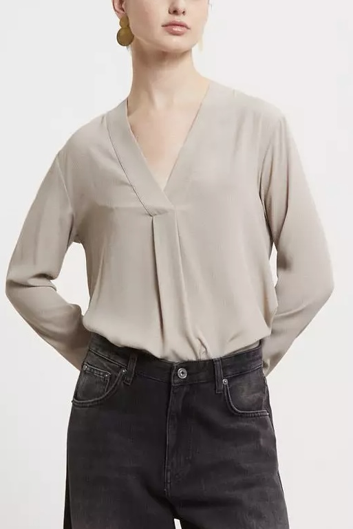 OttodÁme - Flowy Blouse With a V Neck Salvia