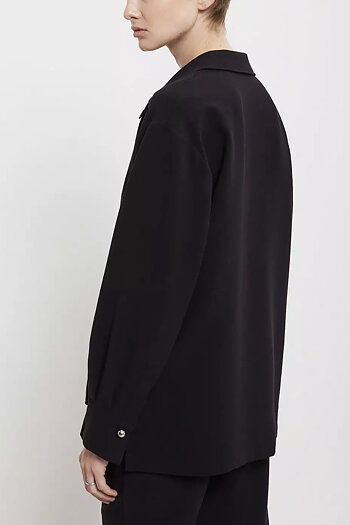 OttodÁme - Blouse With Polo Neck Black