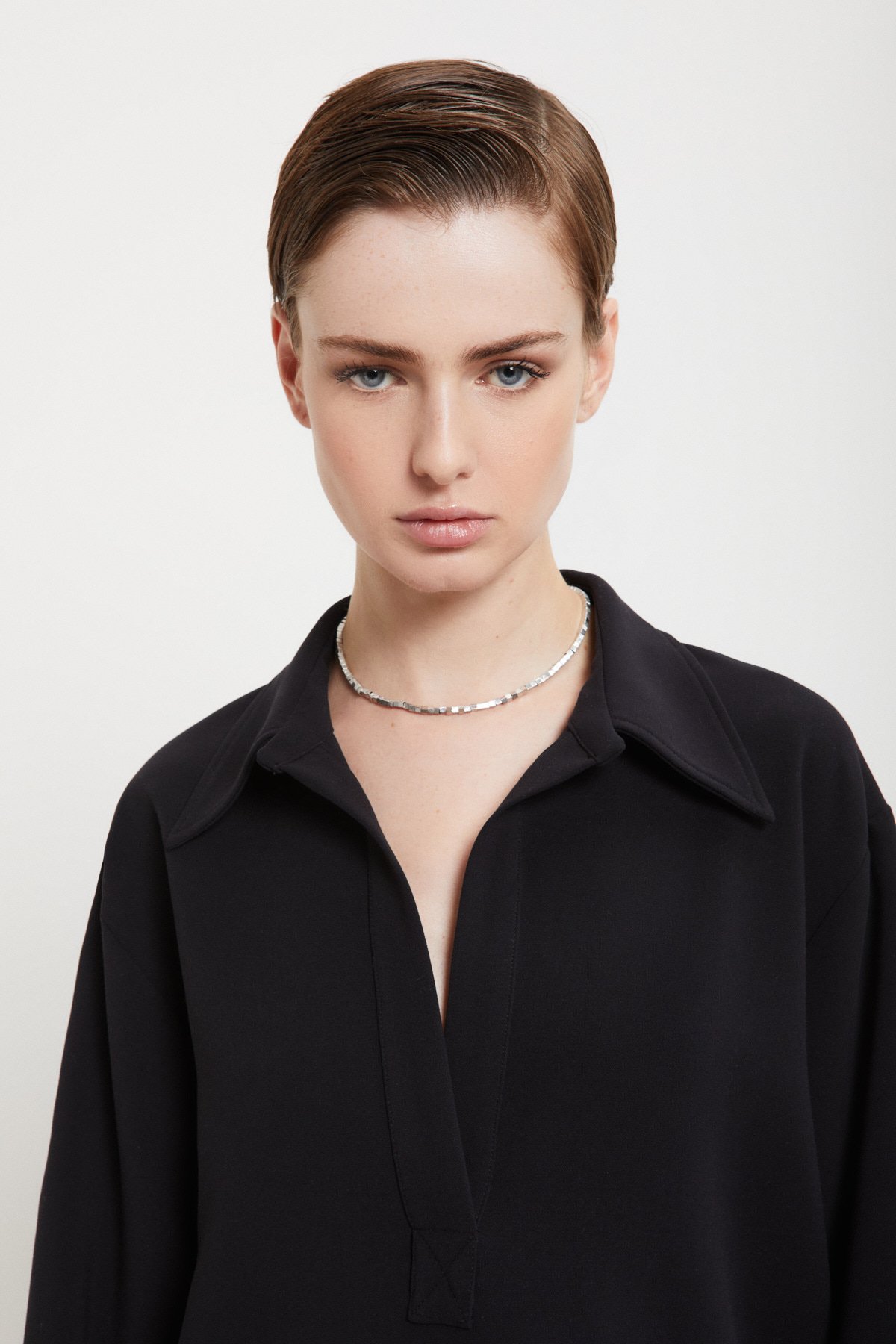 OttodÁme - Blouse With Polo Neck Black - 5