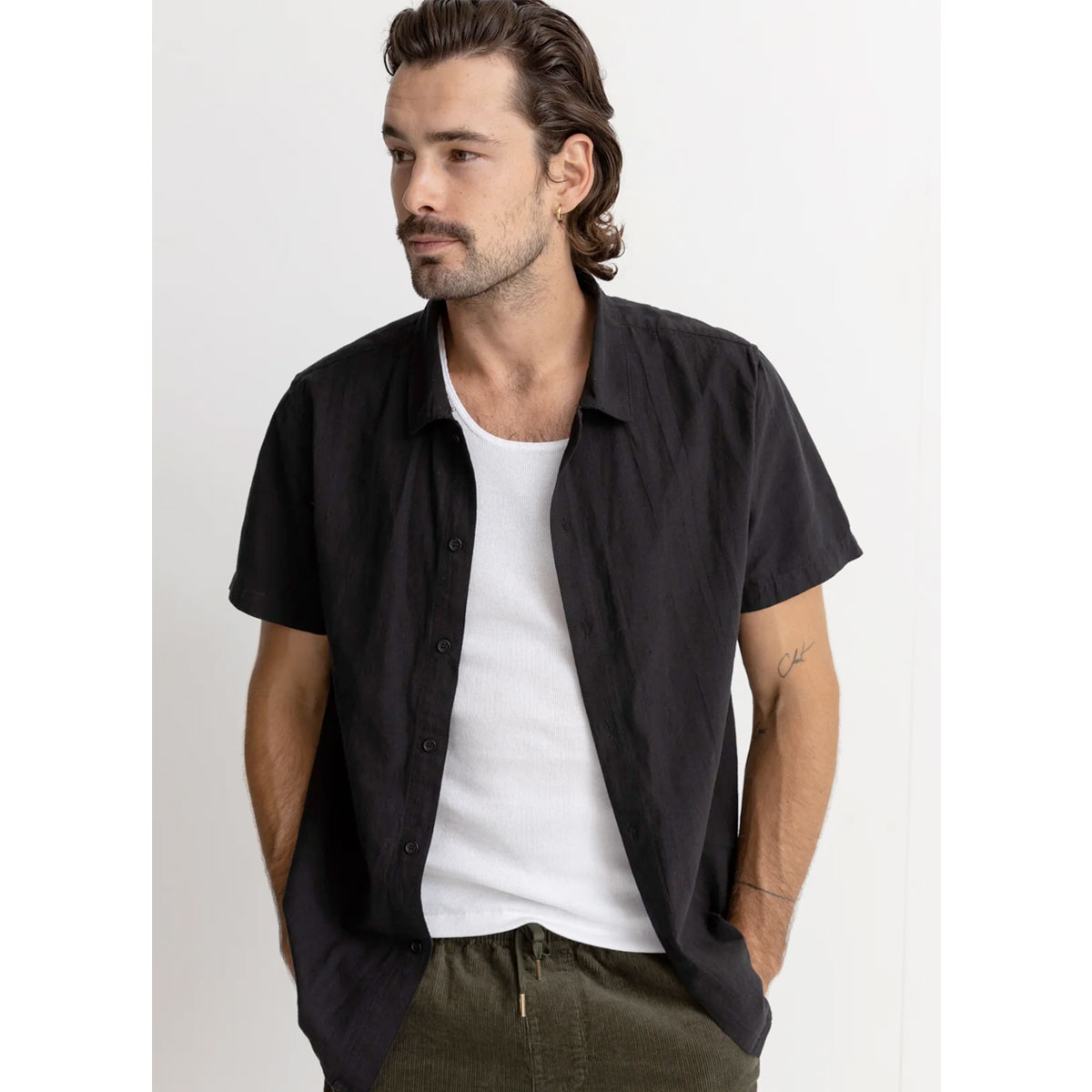 Rhythm skjorta Classic linen ss black - 2