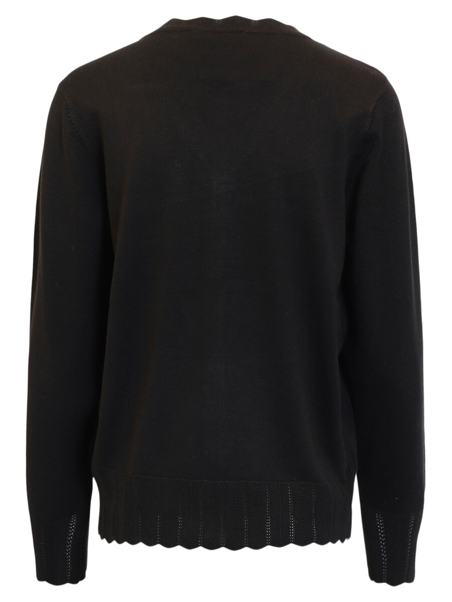 Tunnstickad Cardigan  - Svart - Signature