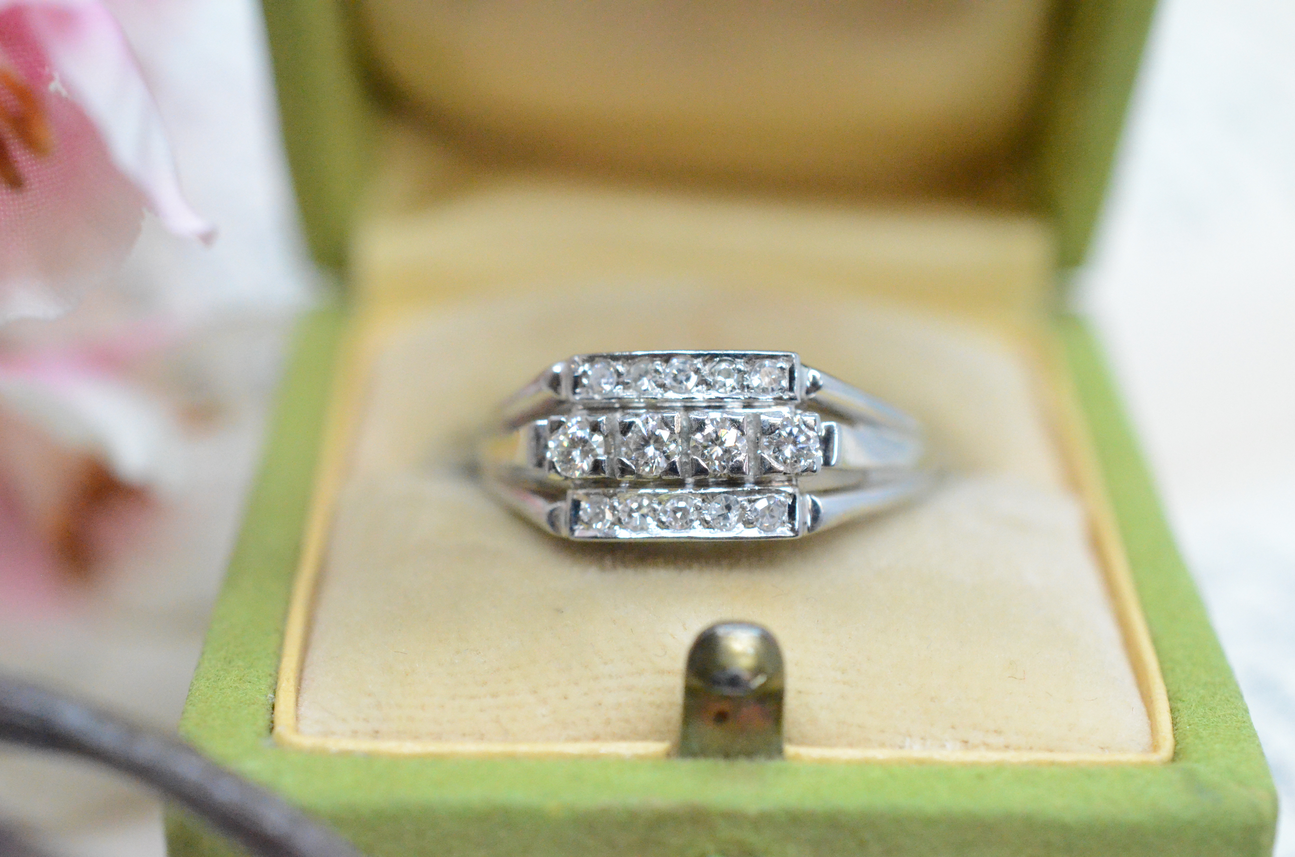 Vintage 18k white gold ring with diamonds 0,30 ct - 3