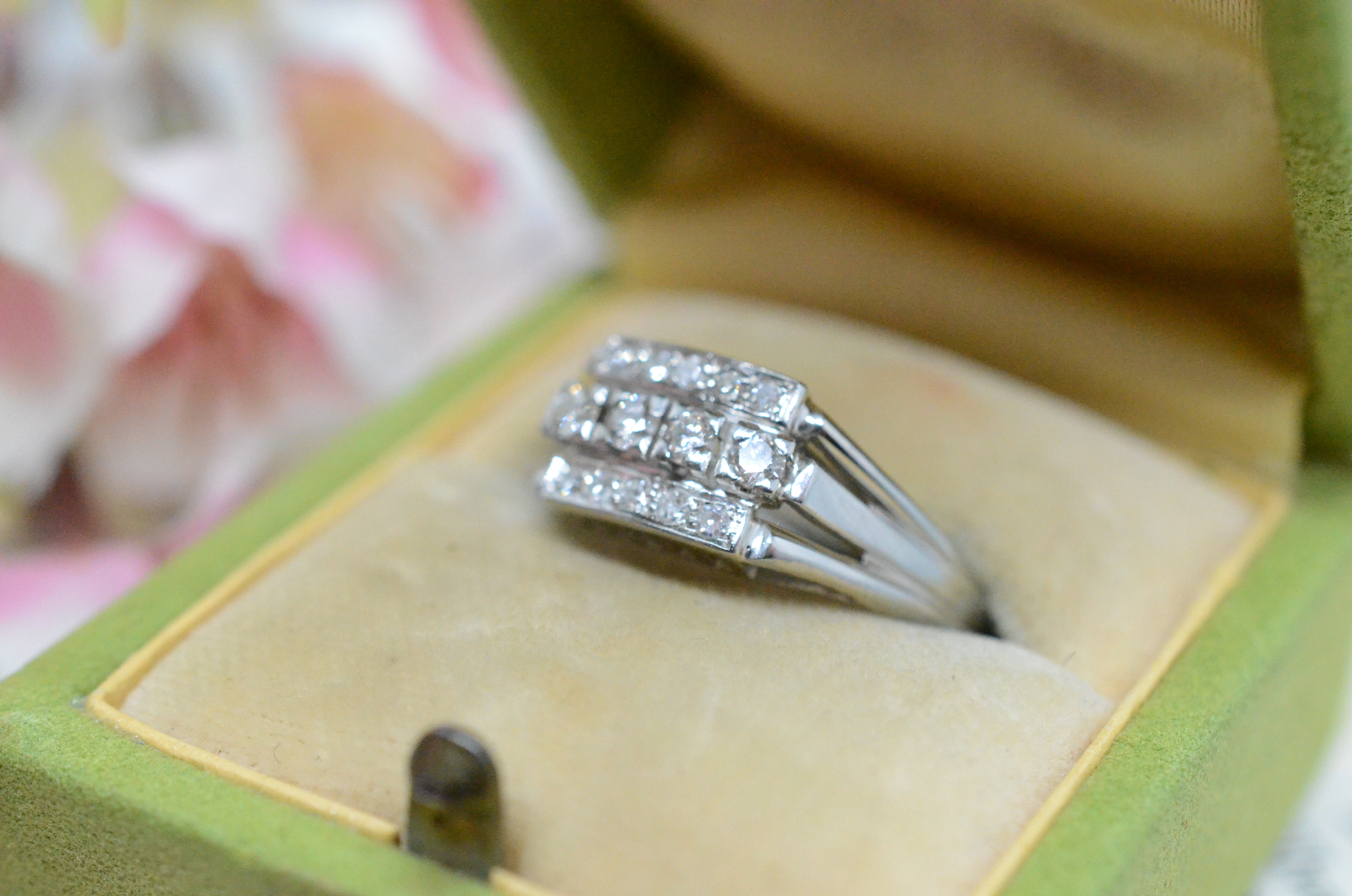 Vintage 18k white gold ring with diamonds 0,30 ct - 2