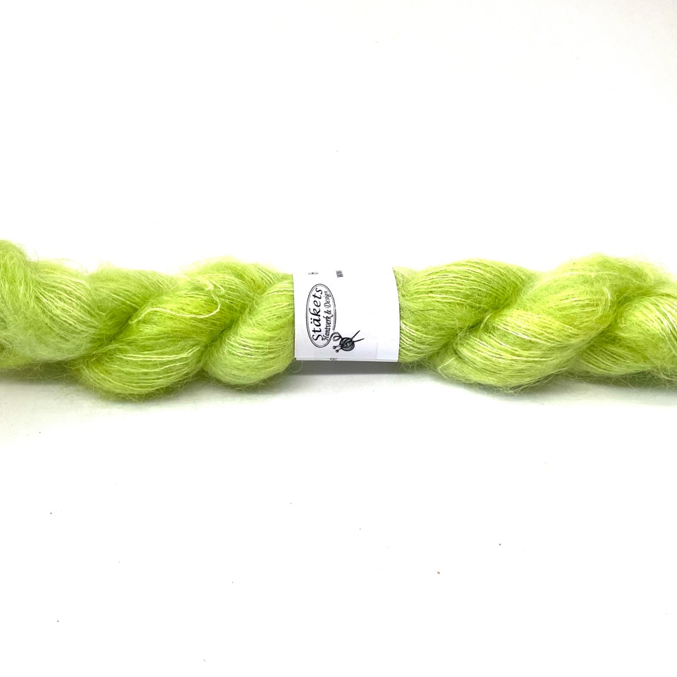 Handfärgad Kidsilk  ljus limegrön  - 3