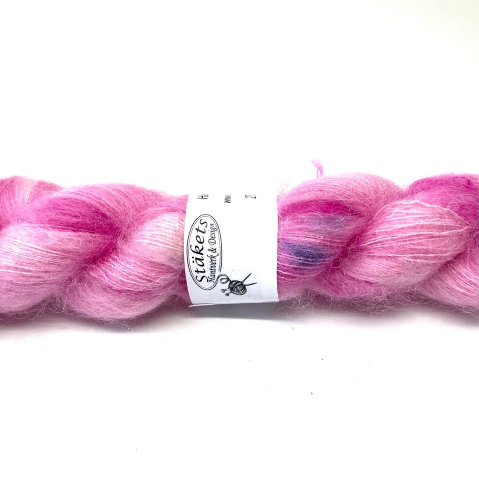 Hand-dyed Kidsilk pink with a hint of purple