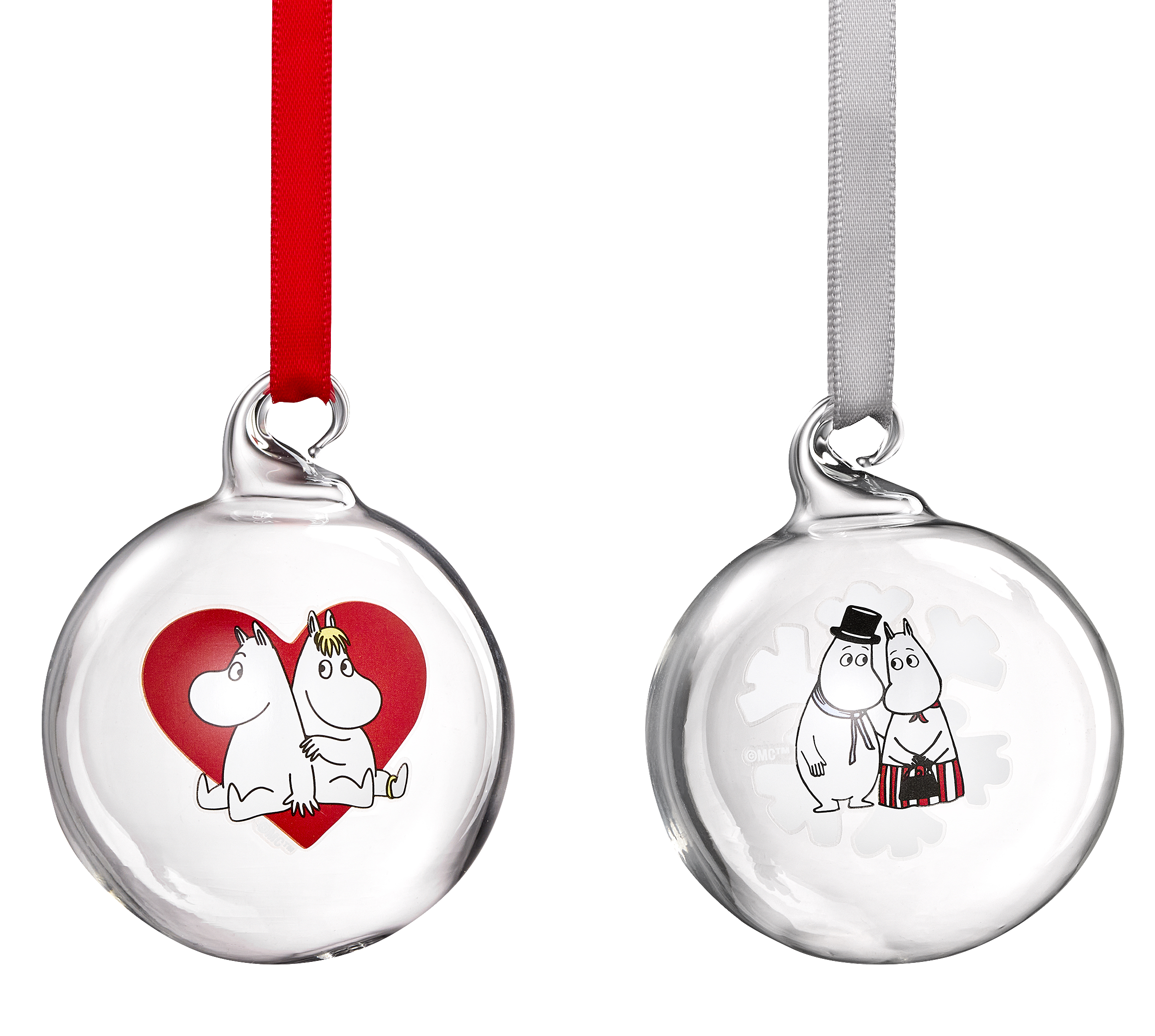 Mumin Julgranskulor 5 cm - 2-Pack -  Heart/Snowflake