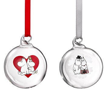 Moomin Christmas balls 5 cm - 2-Pack - Heart/Snowflake