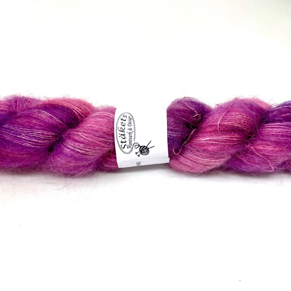 Handfärgad Kidsilk  rosa, lila melerat
