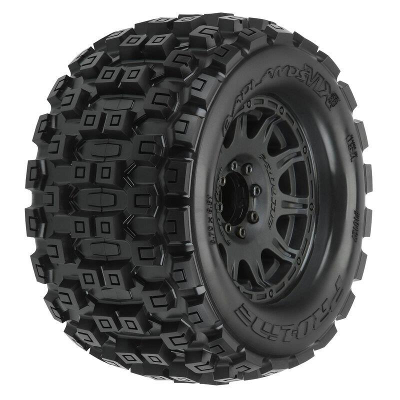 Pro-Line 1/8 Badlands MX38 F/R 3.8inch MT Tires Mounted 17mm Black Raid (2)