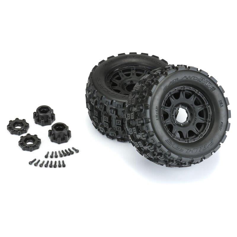 Pro-Line 1/8 Badlands MX38 F/R 3.8inch MT Tires Mounted 17mm Black Raid (2) - 3