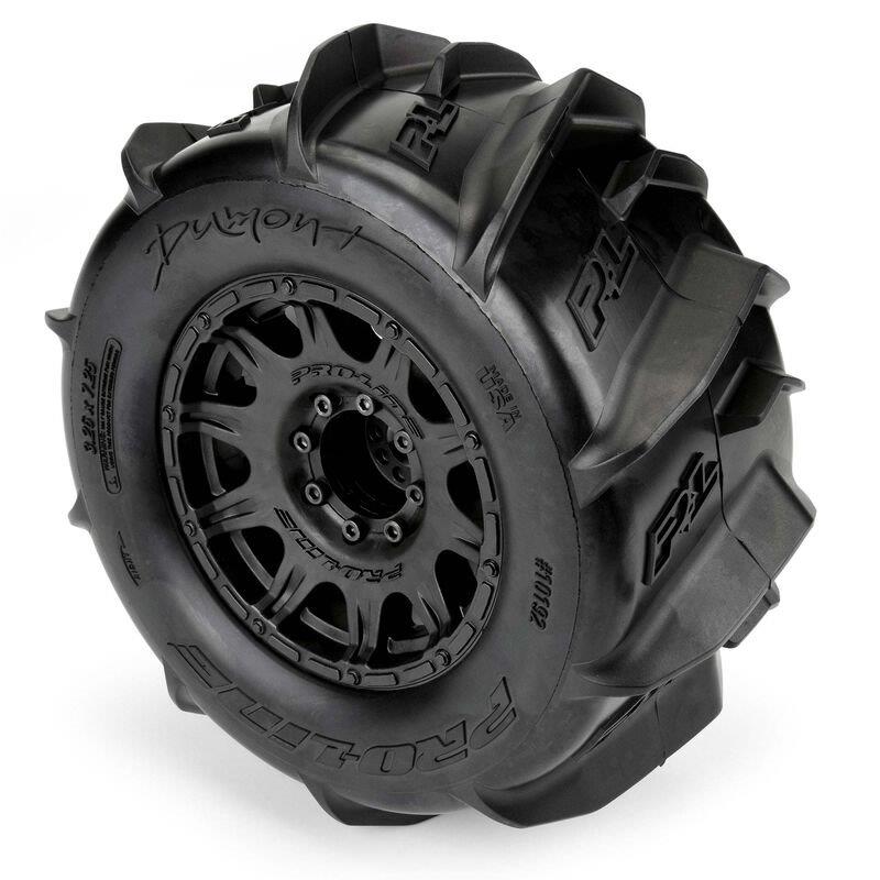 Pro-Line 1/8 Dumont F/R 3.8inch MT Tires Mounted 17mm Black Raid (2) - 5