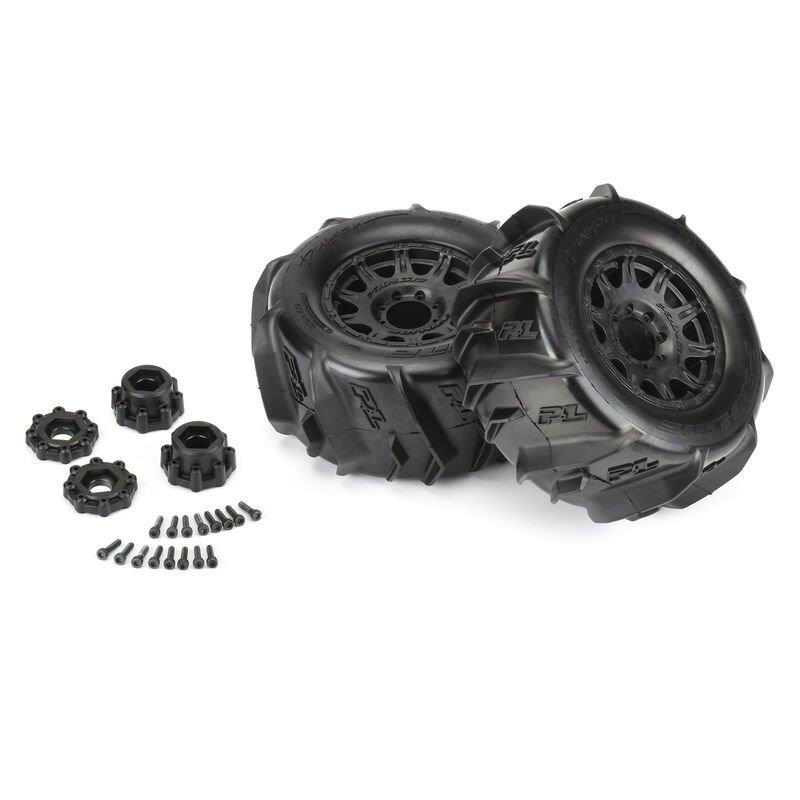 Pro-Line 1/8 Dumont F/R 3.8inch MT Tires Mounted 17mm Black Raid (2) - 3
