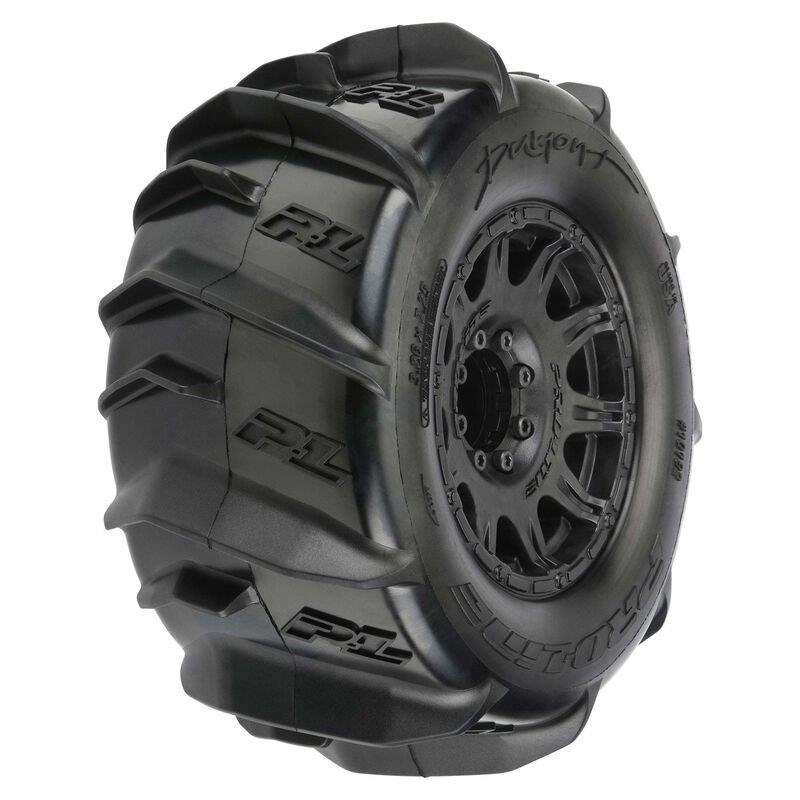 Pro-Line 1/8 Dumont F/R 3.8inch MT Tires Mounted 17mm Black Raid (2)